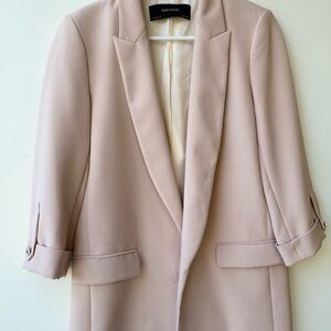 Zara Light Blush Tailored Longline Blazer
